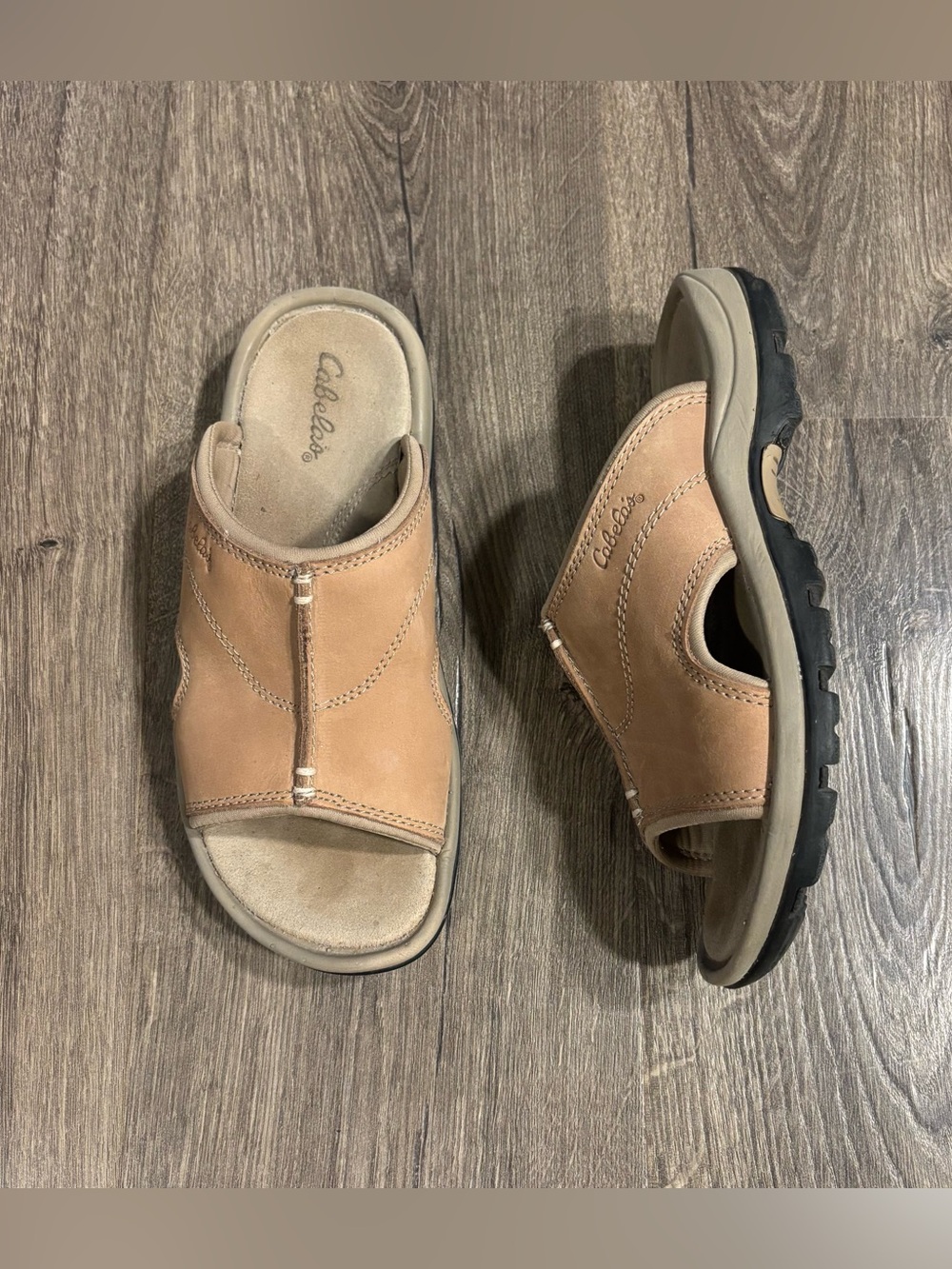 Cabela's Tan Leather Comfort Slide Sandals Women’s size 8